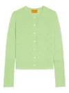 Guest In Residence Jane Pointelle-knit Cashmere Cardigan In グリーン