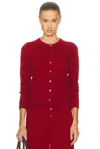Guest In Residence Long-sleeve Button Cardigan In Red