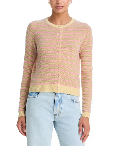 Guest In Residence Jane Cashmere Pebble Striped Cardigan In Yellow
