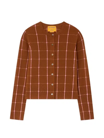 Guest In Residence Jane Checked Cardigan In Brown