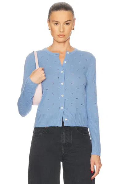 Guest In Residence Jane Pointelle Cashmere Cardigan In Blue