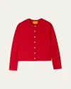Guest In Residence Jane Pointelle Cashmere Cardigan In True Red