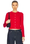 Guest In Residence Jane Pointelle Cashmere Cardigan In True Red