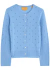 Guest In Residence Jane Pointelle Cashmere Cardigan In Blue