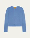 Guest In Residence Jane Pointelle-knit Cashmere Cardigan In Light/pastel Blue