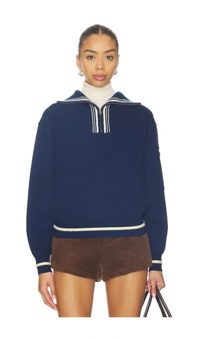 Guest In Residence Jib Striped Cotton And Cashmere-blend Turtleneck Sweater In Blue