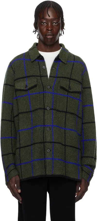 Guest In Residence Khaki Plaid Work Overshirt In Jade Combo