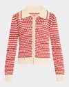 Guest In Residence Kirby Open-knit Cotton-blend Zip-up Cardigan In Bright Red
