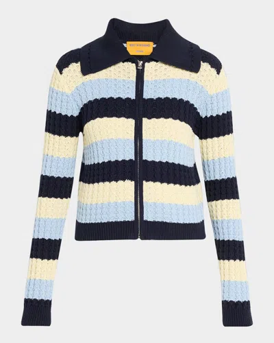 Guest In Residence Kirby Striped Cable-knit Jacket In Multi
