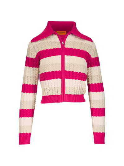 Guest In Residence Kirby Striped Zip-up Cardigan In Multi