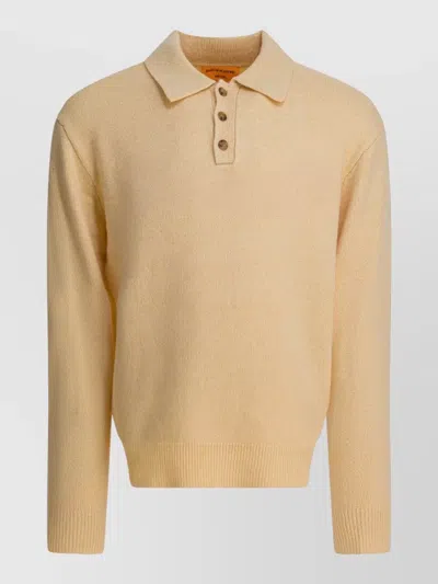 Guest In Residence Knit Polo Shirt Long Sleeve Collar In Orange