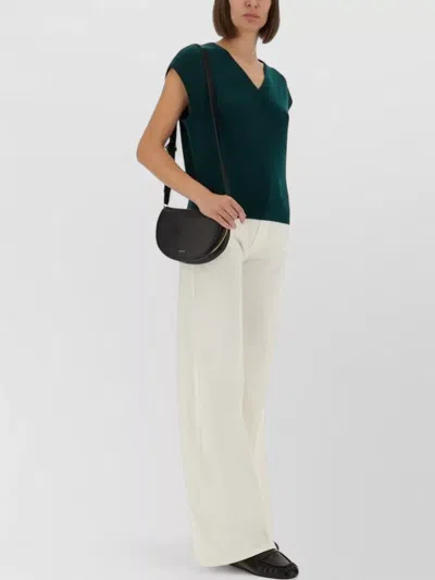 Guest In Residence Knit Vest Cap Sleeves V Neckline In Green