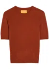 Guest In Residence Knitted Cashmere T-shirt In Brown