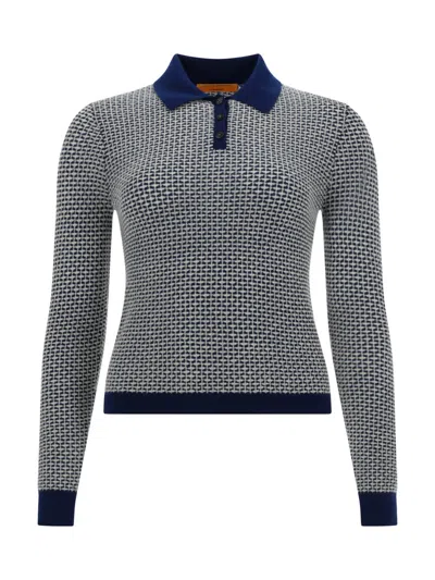 Guest In Residence Knitted Polo. In Blue