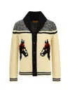 Guest In Residence Rodeo Shawl-collar Intarsia-knit Wool And Cashmere-blend Cardigan In Neutral