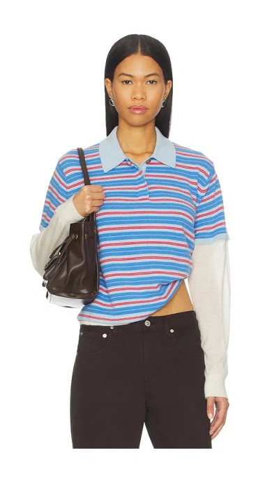 Guest In Residence Layered Striped Cashmere Rugby Jumper In Blue