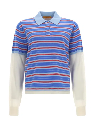 Guest In Residence Layered Striped Cashmere Rugby Jumper In Blue