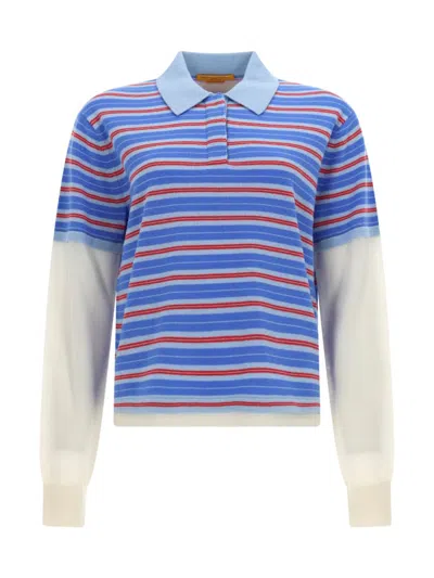 Guest In Residence Layered Striped Cashmere Rugby Jumper In Blue