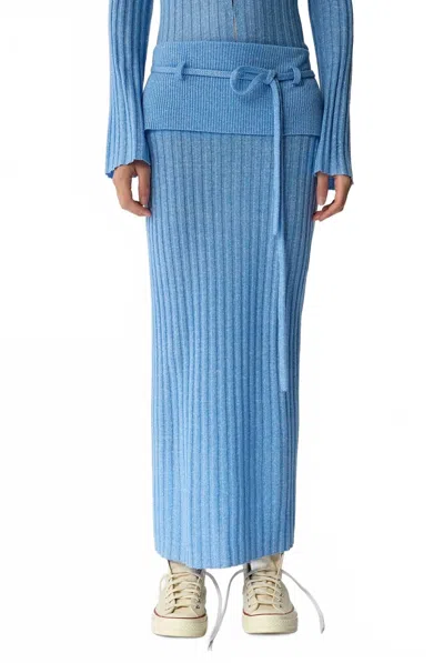 Guest In Residence Lia Ribbed Maxi Skirt In Sail In Blue