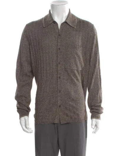 Pre-owned Guest In Residence Linen Collar Polo Sweater In Gray