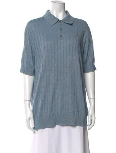 Pre-owned Guest In Residence Linen Crew Neck Sweater In Blue