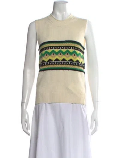 Pre-owned Guest In Residence Linen Graphic Print Sweater In Neutral