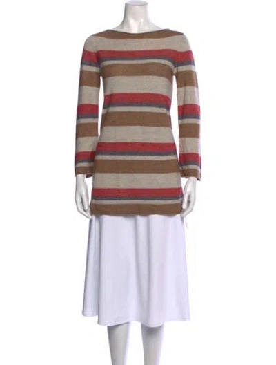 Pre-owned Guest In Residence Linen Striped Sweater In Multicolor