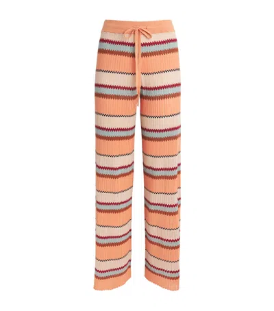 Guest In Residence Linen-silk Stripe Palazzo Trousers In Orange