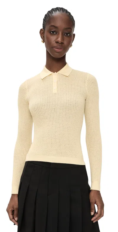 Guest In Residence Long Sleeve Cashmere Shrunken Polo Mist In Gray