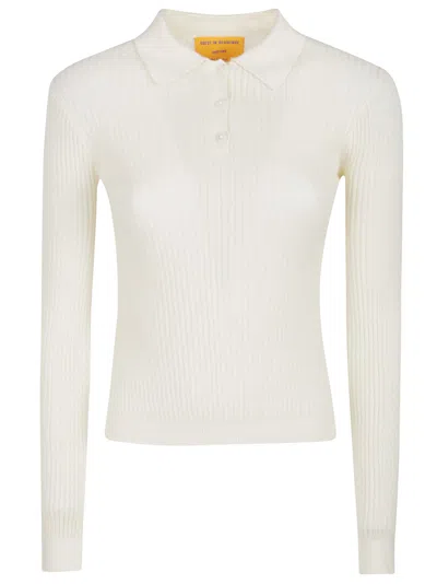 Guest In Residence Long Sleeve Polo Neck Sweater In White