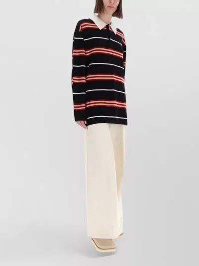 Guest In Residence Long Sleeve Rugby Stripe Polo Shirt In Multi