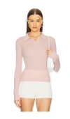 Guest In Residence Long Sleeve Shrunken Cashmere Polo In Pink