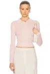 Guest In Residence Long Sleeve Shrunken Cashmere Polo In Powder Pink