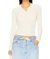 Guest In Residence Long Sleeve Shrunken Polo In Cream