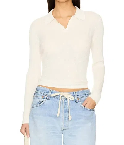 Guest In Residence Long Sleeve Shrunken Polo In Cream