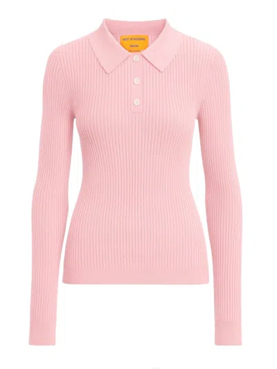 Guest In Residence Long Sleeve Shrunken Polo In Pink