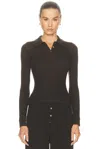 Guest In Residence Long Sleeve Shrunken Polo Top In Brown