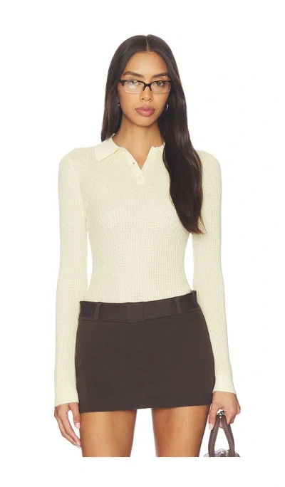 Guest In Residence Long Sleeve Shrunken Polo In White