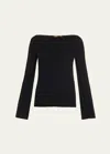 GUEST IN RESIDENCE LONG-SLEEVE WOOL CASHMERE FLARE TOP