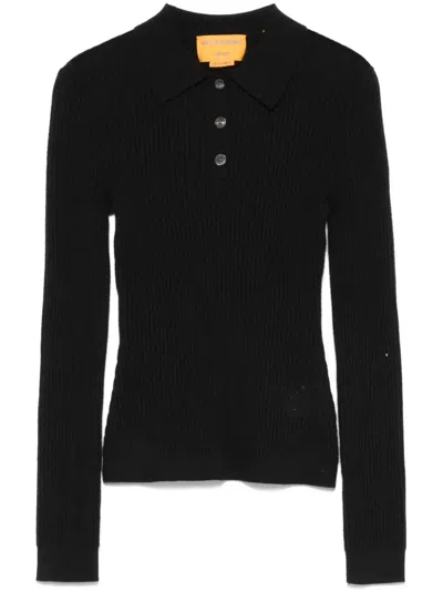 Guest In Residence Long Sleeves "shrunken" Cashmere Polo Shirt In Black