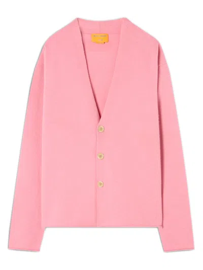Guest In Residence Long-sleeve Striped Cashmere Polo With Gathered Detail In Giallo