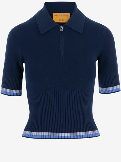 Guest In Residence Marcella Cotton And Cashmere Polo Shirt In Blue