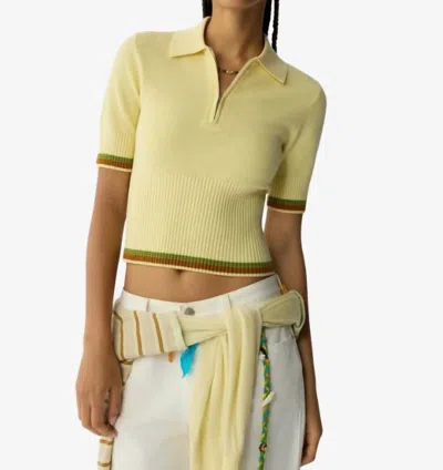 Guest In Residence Marcella Cropped Polo In Mist In Yellow