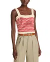 Guest In Residence Marti Square Neck Top In Cream Red