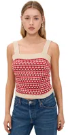 Guest In Residence Marti Square Neck Top In Cherry Combo