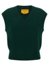 Guest In Residence Medium-weight Ribbed Cashmere Vest With V-neck Design In Green