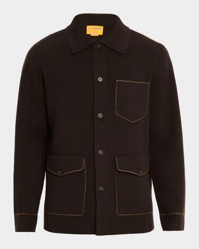 Guest In Residence Men's Cashmere Topstitch Work Jacket In Black