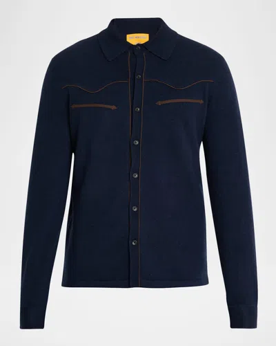Guest In Residence Men's Cashmere Western Shirt In Blue