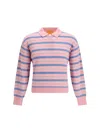 Guest In Residence Striped Three-button Polo Shirt In Multi