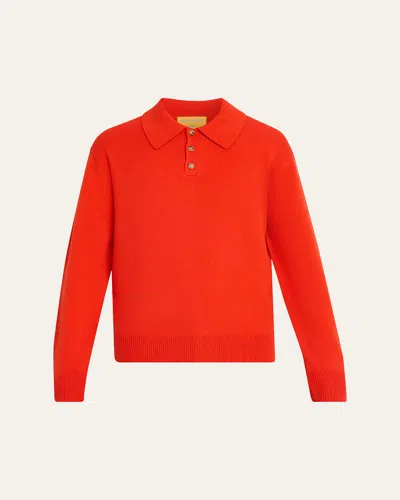 Guest In Residence Men's Heavy Gauge Cashmere Polo Sweater In Red